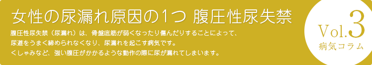 病気コラムVol.3 女性の尿漏れ原因の1つ 腹圧性尿失禁